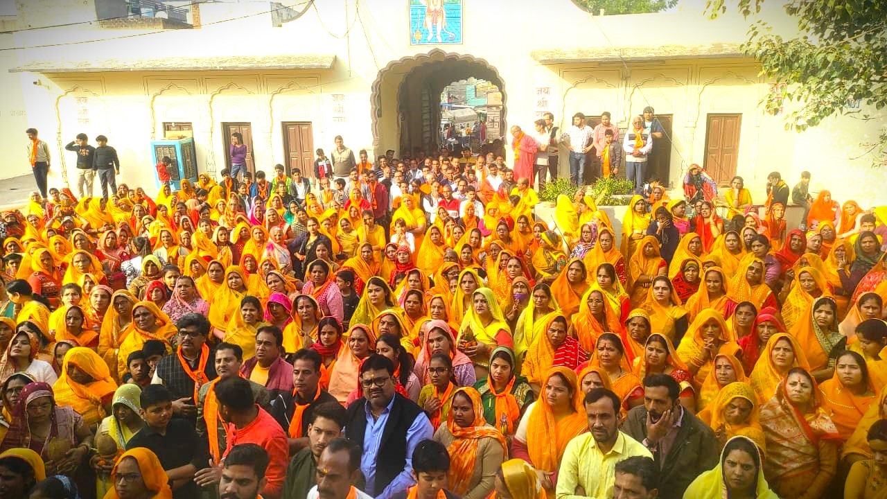 अयोध्या से लक्ष्मणगढ़ पहुंची अक्षत कलश यात्रा का हुआ जोरदार स्वागत